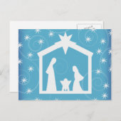 Blue Sterrennacht Christmas Nativity Briefkaart (Voorkant / Achterkant)