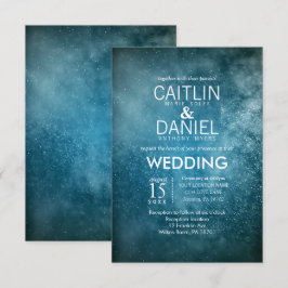 Blue Sterrennacht Formal Wedding Invitation Kaart