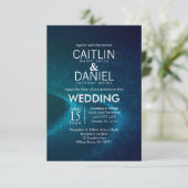 Blue Sterrennacht Formal Wedding Invitation Kaart (Staand voorkant)