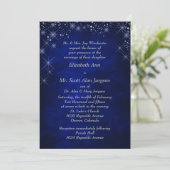 Blue Sterrennacht Formal Wedding Invitation Kaart (Staand voorkant)