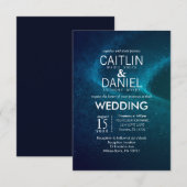 Blue Sterrennacht Formal Wedding Invitation Kaart (Voorkant / Achterkant)