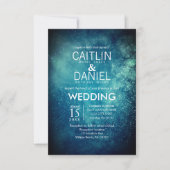 Blue Sterrennacht Formal Wedding Invitation Kaart (Voorkant)