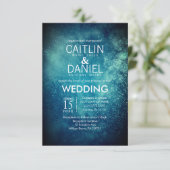 Blue Sterrennacht Formal Wedding Invitation Kaart (Staand voorkant)