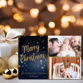 Blue Sterrennacht Merry Christmas-fotokaart Feestdagenkaart