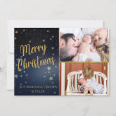 Blue Sterrennacht Merry Christmas-fotokaart Feestdagenkaart (Voorkant)