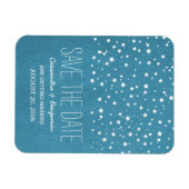 Blue Sterrennacht Save the Date Premium Magnet Magneet (Horizontaal)