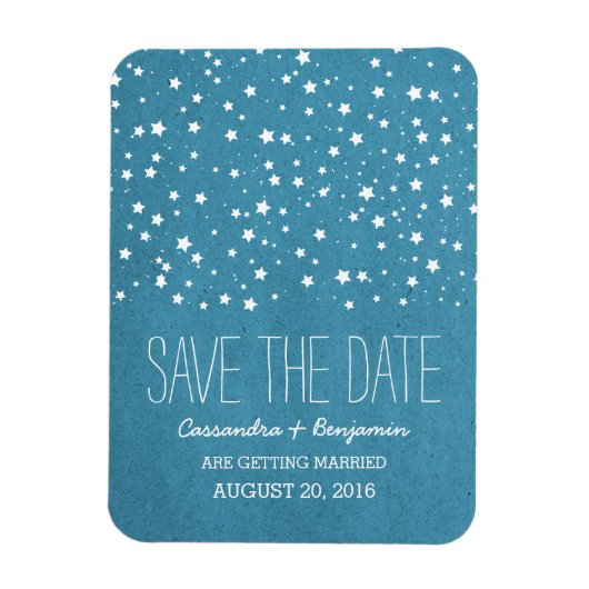 Blue Sterrennacht Save the Date Premium Magnet Magneet (Verticaal)