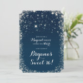 Blue Sterrennacht Sky Celestial Sweet 16 Kaart (Staand voorkant)