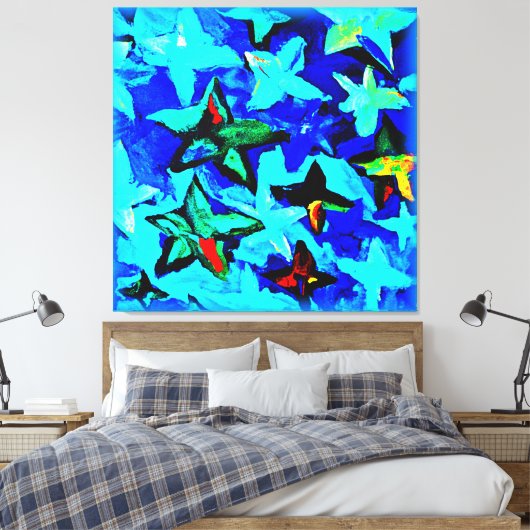 Blue Sterrennacht Sky. Nu kopen-Poster Canvas Afdruk (Insitu (Slaapkamer))