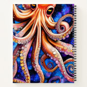 Blue Sterrennacht Whimsical Octopus | Aangepaste n Notitieboek (Achterkant)