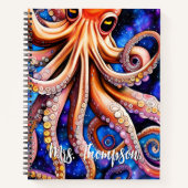 Blue Sterrennacht Whimsical Octopus | Aangepaste n Notitieboek (Voorkant)