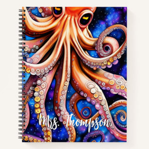 Blue Sterrennacht Whimsical Octopus Aangepaste n Notitieboek