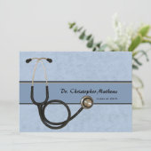 Blue Stethoscope - Afstuderen Invitation Kaart (Staand voorkant)