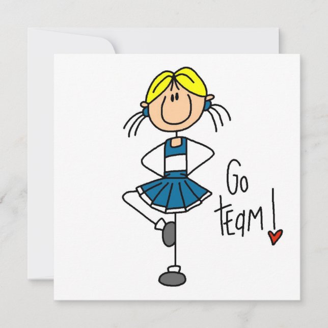 Blue Stick Figuur Cheerleader T-shirts en cadeautj (Voorkant)