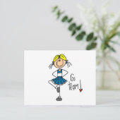 Blue Stick Figuur Cheerleader T-shirts en cadeautj Briefkaart (Staand voorkant)