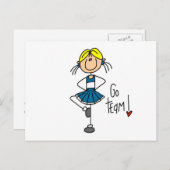 Blue Stick Figuur Cheerleader T-shirts en cadeautj Briefkaart (Voorkant / Achterkant)