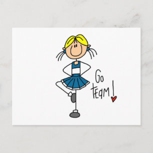 Blue Stick Figuur Cheerleader T-shirts en cadeautj Briefkaart