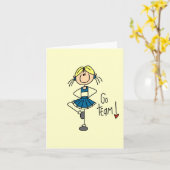 Blue Stick Figuur Cheerleader T-shirts en cadeautj Kaart (Gele Bloem)