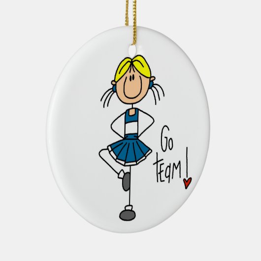 Blue Stick Figuur Cheerleader T-shirts en cadeautj Keramisch Ornament (Rechts)