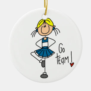 Blue Stick Figuur Cheerleader T-shirts en cadeautj Keramisch Ornament