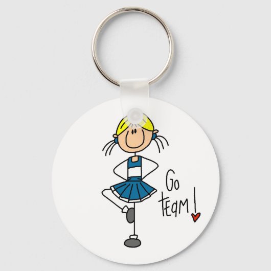 Blue Stick Figuur Cheerleader T-shirts en cadeautj Sleutelhanger (Voorkant)