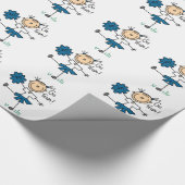 Blue Stick Figuur Cheerleader Verpakkingspapier Cadeaupapier (Hoek)