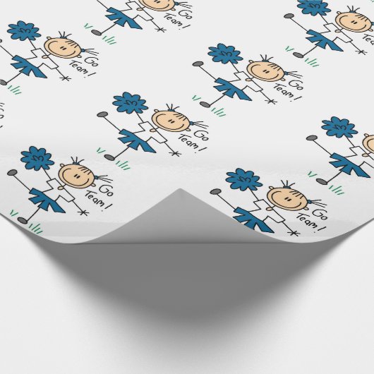 Blue Stick Figuur Cheerleader Verpakkingspapier Cadeaupapier (Hoek)