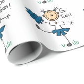 Blue Stick Figuur Cheerleader Verpakkingspapier Cadeaupapier (Rol Hoek)