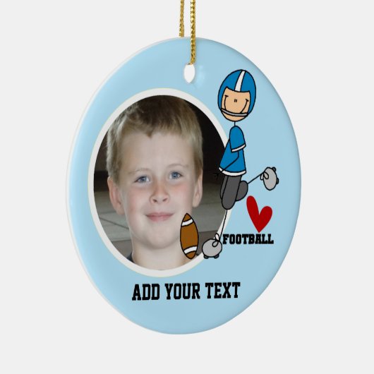 Blue Stick Figuur Football Player Keepomwille Keramisch Ornament (Rechts)