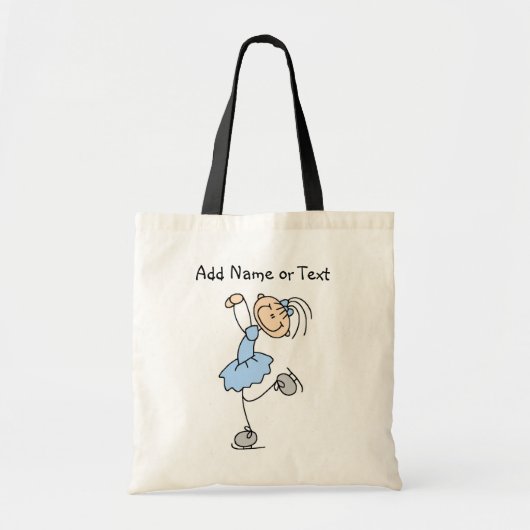 Blue Stick Figuur Girl Ice Skater Gepersonaliseerd Tote Bag (Voorkant)
