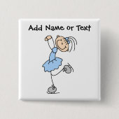 Blue Stick Figuur Ice Skater Button (Voorkant)