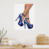 Blue Stiletto Heels and Legs Poster (Keuken)