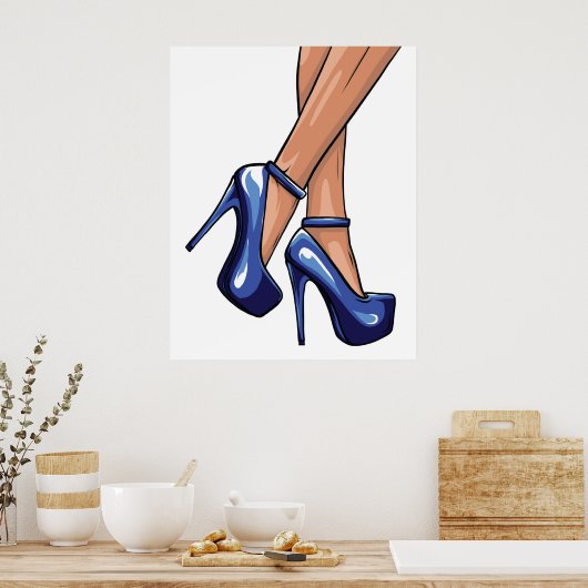 Blue Stiletto Heels and Legs Poster (Keuken)