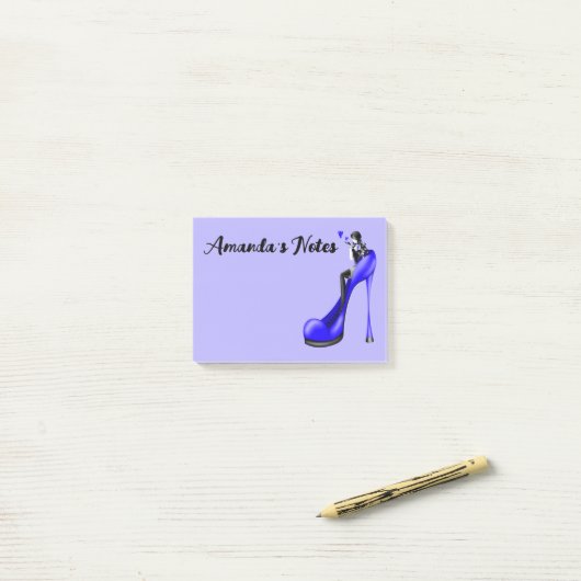 Blue Stiletto Shoe Mode Diva Notes (Op bureau)