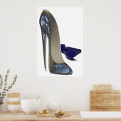 Blue Stiletto Shoes Art Poster (Keuken)