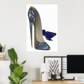 Blue Stiletto Shoes Art Poster (Thuiskantoor)