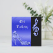 Blue Stiletto & Treble Clef 40e Verjaardag Kaart (Staand voorkant)
