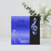 Blue Stiletto & Treble Clef 60ste Verjaardag Kaart (Staand voorkant)