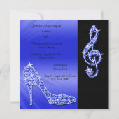 Blue Stiletto & Treble Clef 60ste Verjaardag Kaart (Achterkant)