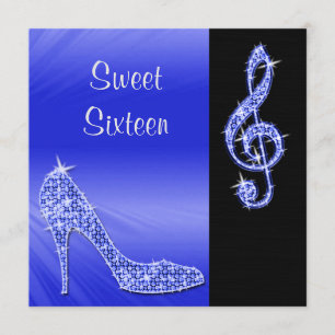 Blue Stiletto & Treble Cleft Sweet 16 Kaart