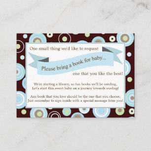 Blue Stippen Baby shower Book Insert Request Card Informatiekaartje