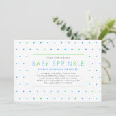 Blue Stippen Boy Modern Clean Baby Sprinkle nodigt Kaart (Staand voorkant)