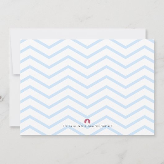 Blue Stippen Boy Modern Clean Baby Sprinkle nodigt Kaart (Achterkant)