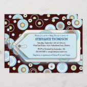 Blue Stippen Label Boy Baby shower Kaart (Voorkant / Achterkant)