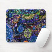 Blue Stippen Pattern Swirls Muismat (Met muis)