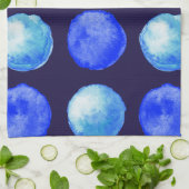 Blue Stippen Trendy Waterverf Cerulean Indigo Theedoek (Gevouwen)