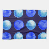 Blue Stippen Trendy Waterverf Cerulean Indigo Theedoek (Horizontaal)