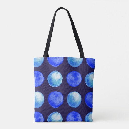 Blue Stippen Waterverf Pattern Indigo Cerulean Tote Bag (Achterkant)
