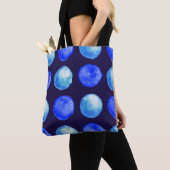 Blue Stippen Waterverf Pattern Indigo Cerulean Tote Bag (Dichtbij)