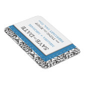 Blue Stitched Damask flat Save the Date Magnet Magneet (Rechterzijde)